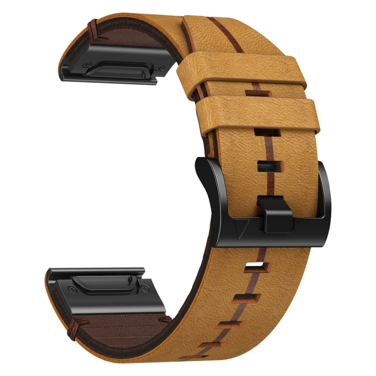For Garmin Fenix 6 Pro GPS 22mm Leather Textured Watch Band(Brown) - Watch Bands by PMC Jewellery | Online Shopping South Africa | PMC Jewellery