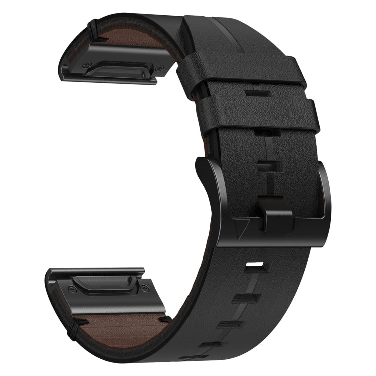 For Garmin Instinct 2X Solar 26mm Leather Textured Watch Band(Black) - Watch Bands by PMC Jewellery | Online Shopping South Africa | PMC Jewellery