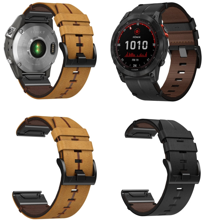 For Garmin Fenix 5X Sapphire 26mm Leather Textured Watch Band(Brown) - Watch Bands by PMC Jewellery | Online Shopping South Africa | PMC Jewellery