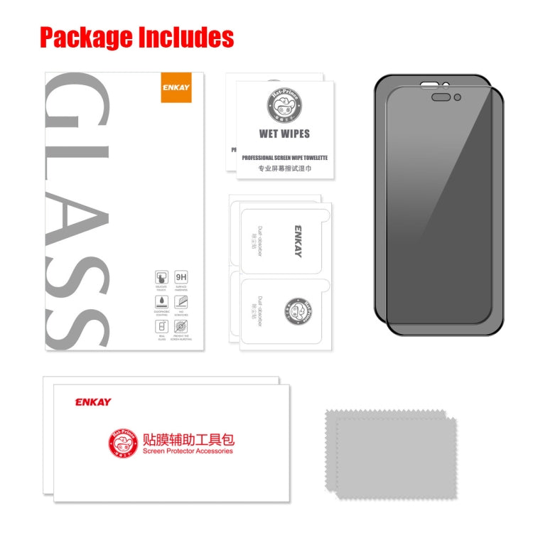 For iPhone 16 Plus 2pcs ENKAY Hat-Prince 28�� Anti-peeping Tempered Glass Protector Full Screen Film - iPhone 16 Plus Tempered Glass by ENKAY | Online Shopping South Africa | PMC TechLife | Buy Now Pay Later Mobicred