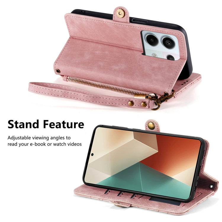 For Redmi Note 13 Pro 4G Geometric Zipper Wallet Side Buckle Leather Phone Case(Pink) - Note 13 Pro Cases by PMC TechLife | Online Shopping South Africa | PMC TechLife | Buy Now Pay Later Mobicred