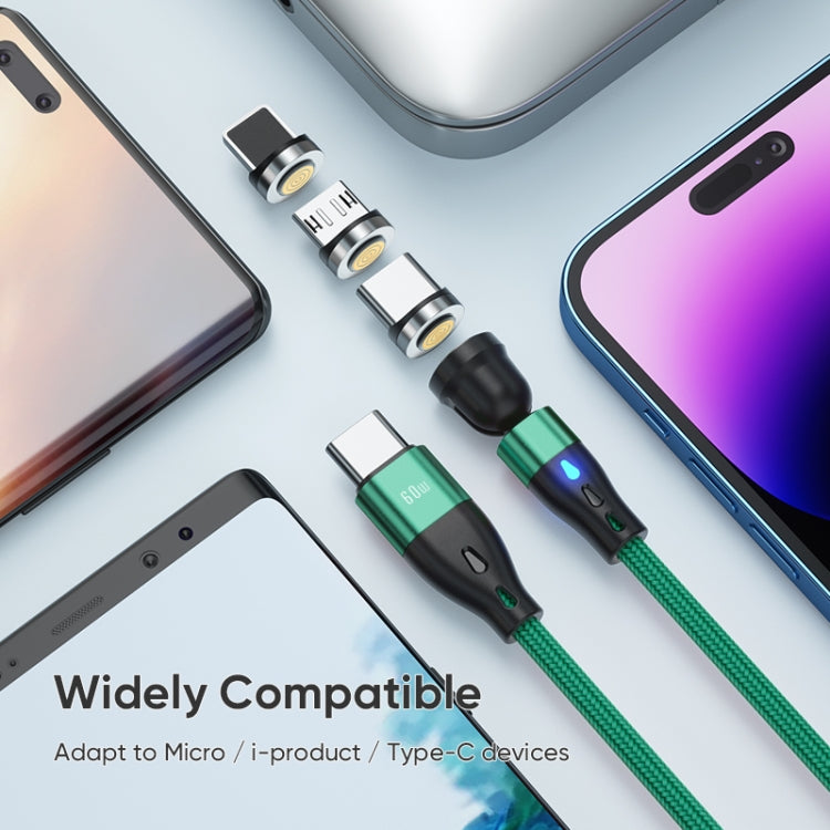 ENKAY PD60W Type-C to Type-C / 8 Pin / Micro USB Magnetic 540 Degrees Rotating Fast Charging Cable, Length:1m(Black) - free shipping - PMC Jewellery - Order now!
