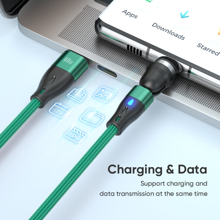 ENKAY PD60W Type-C to Type-C / 8 Pin / Micro USB Magnetic 540 Degrees Rotating Fast Charging Cable, Length:2m(Black) - free shipping - PMC Jewellery - Order now!