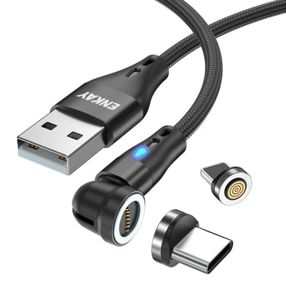 ENKAY 3A USB to Type-C / 8 Pin Magnetic 540 Degrees Rotating Fast Charging Cable, Length:2m(Black) - Charging Cable & Head by ENKAY | Online Shopping South Africa | PMC Jewellery | Buy Now Pay Later Mobicred