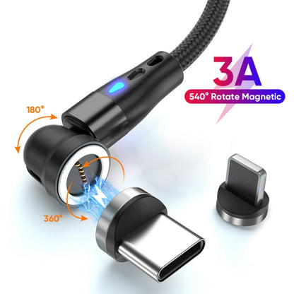 ENKAY 3A USB to Type-C / 8 Pin Magnetic 540 Degrees Rotating Fast Charging Cable, Length:2m(Black) - Charging Cable & Head by ENKAY | Online Shopping South Africa | PMC Jewellery | Buy Now Pay Later Mobicred