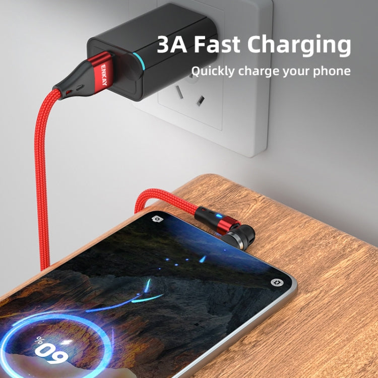 ENKAY 3A USB to Type-C / 8 Pin Magnetic 540 Degrees Rotating Fast Charging Cable, Length:2m(Black) - Charging Cable & Head by ENKAY | Online Shopping South Africa | PMC Jewellery | Buy Now Pay Later Mobicred