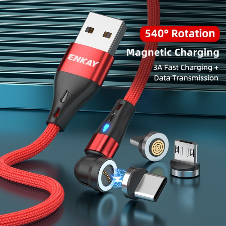 ENKAY 3 in 1 3A USB to Type-C / 8 Pin / Micro USB Magnetic 540 Degrees Rotating Fast Charging Cable, Length:1m(Black) - Charging Cable & Head by ENKAY | Online Shopping South Africa | PMC Jewellery | Buy Now Pay Later Mobicred