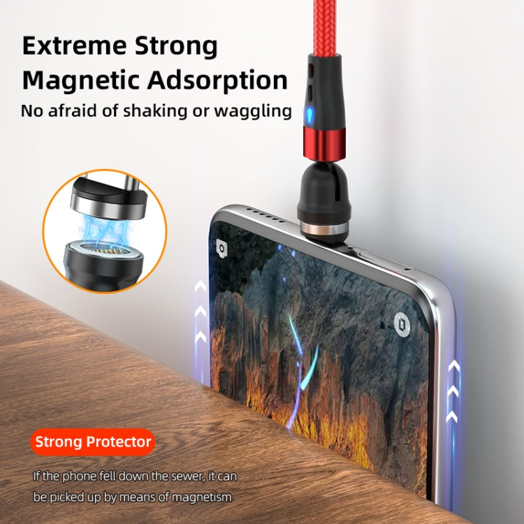 ENKAY 3 in 1 3A USB to Type-C / 8 Pin / Micro USB Magnetic 540 Degrees Rotating Fast Charging Cable, Length:2m(Red) - free shipping - PMC Jewellery - Order now!