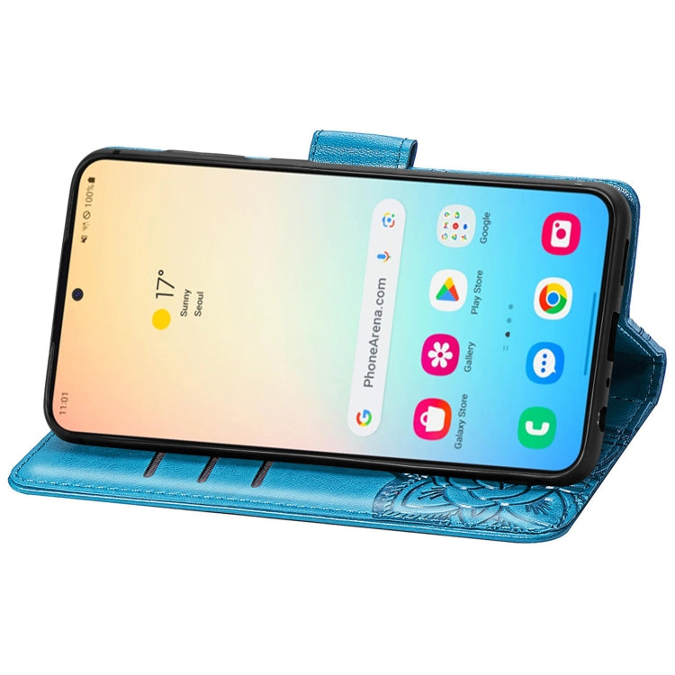 For Samsung Galaxy S24 5G Butterfly Love Flower Embossed Leather Phone Case(Blue) - Galaxy S24 5G Cases by PMC TechLife | Online Shopping South Africa | PMC TechLife