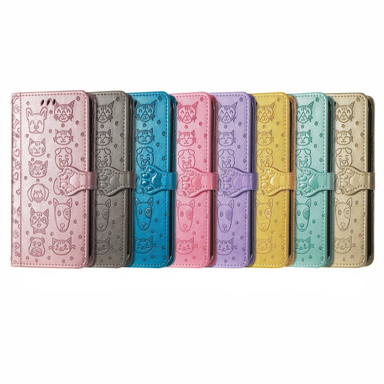 For Samsung Galaxy S25+ 5G Cat and Dog Embossed Leather Phone Case(Gold) - Galaxy S25+ 5G Cases by PMC Jewellery | Online Shopping South Africa | PMC Jewellery | Buy Now Pay Later Mobicred