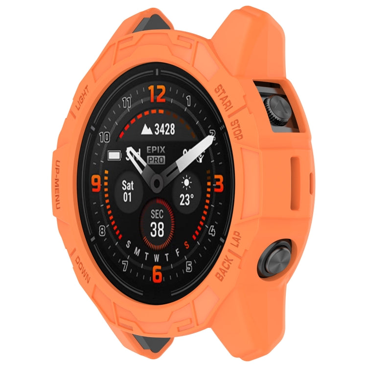 For Garmin Epix Pro 51mm / Fenix 7X / 7X Pro Armored TPU Half Wrapped Watch Protective Case(Orange) - Watch Cases by PMC Jewellery | Online Shopping South Africa | PMC Jewellery
