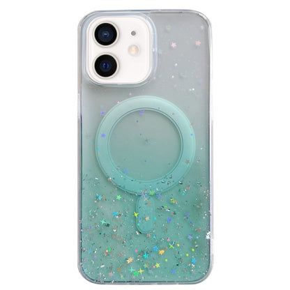 For iPhone 12 MagSafe Glitter Hybrid Clear TPU Phone Case(Green) - iPhone 12 / 12 Pro Cases by PMC Jewellery | Online Shopping South Africa | PMC Jewellery