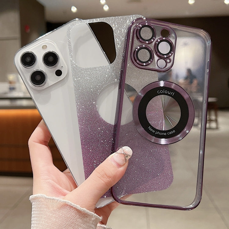 For iPhone 15 Pro Max MagSafe Gradient Glitter Electroplating TPU Phone Case(Purple) - iPhone 15 Pro Max Cases by PMC Jewellery | Online Shopping South Africa | PMC Jewellery