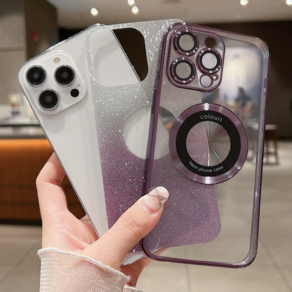 For iPhone 15 Pro MagSafe Gradient Glitter Electroplating TPU Phone Case(Purple) - iPhone 15 Pro Cases by PMC Jewellery | Online Shopping South Africa | PMC Jewellery