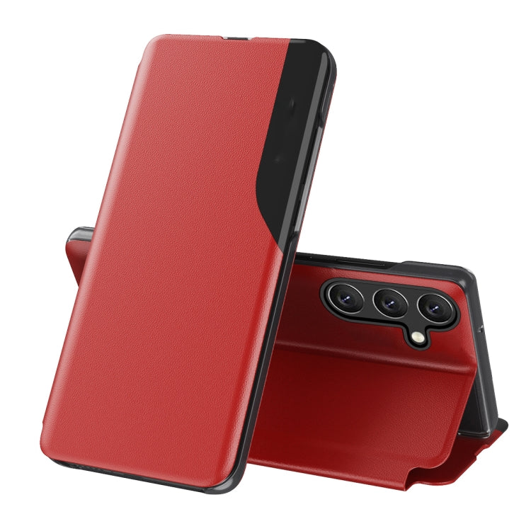 For Samsung Galaxy S25 5G Attraction Flip Holder Leather Phone Case(Red) - Galaxy S25 5G Cases by PMC Jewellery | Online Shopping South Africa | PMC Jewellery | Buy Now Pay Later Mobicred