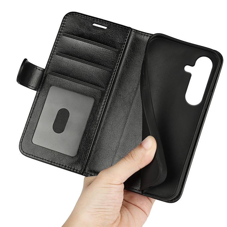 For Samsung Galaxy S25+ 5G R64 Texture Horizontal Flip Leather Phone Case(Black) - Galaxy S25+ 5G Cases by PMC Jewellery | Online Shopping South Africa | PMC Jewellery | Buy Now Pay Later Mobicred