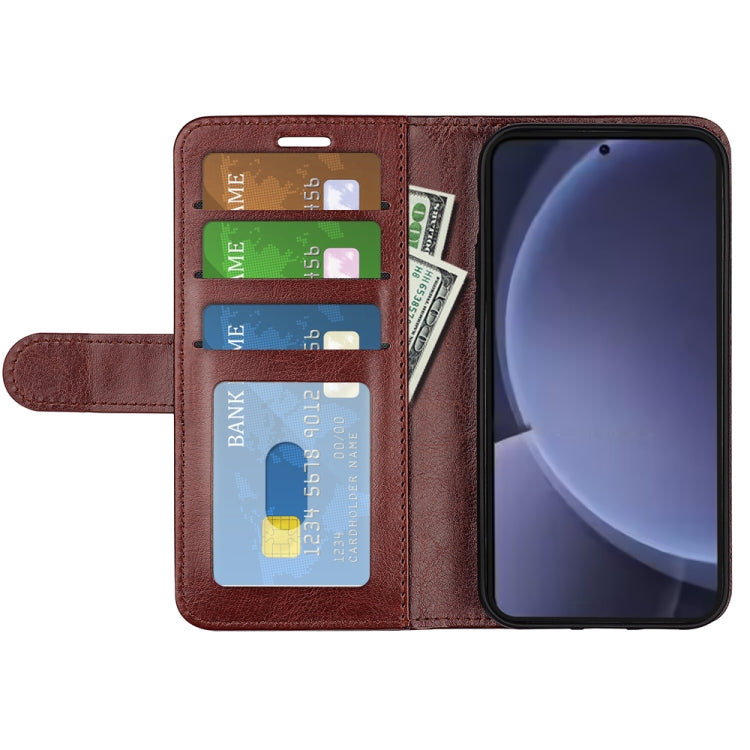 For Samsung Galaxy S25+ 5G R64 Texture Horizontal Flip Leather Phone Case(Brown) - Galaxy S25+ 5G Cases by PMC Jewellery | Online Shopping South Africa | PMC Jewellery | Buy Now Pay Later Mobicred
