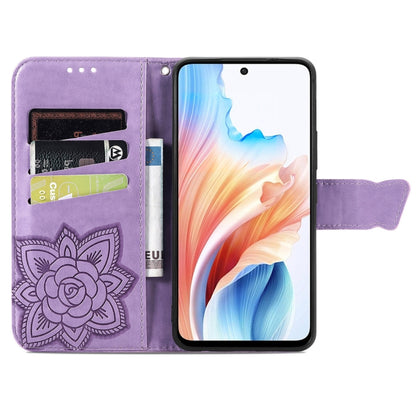 For OPPO A79 5G / A2 5G Butterfly Love Flower Embossed Leather Phone Case(Light Purple) - OPPO Cases by PMC Jewellery | Online Shopping South Africa | PMC Jewellery