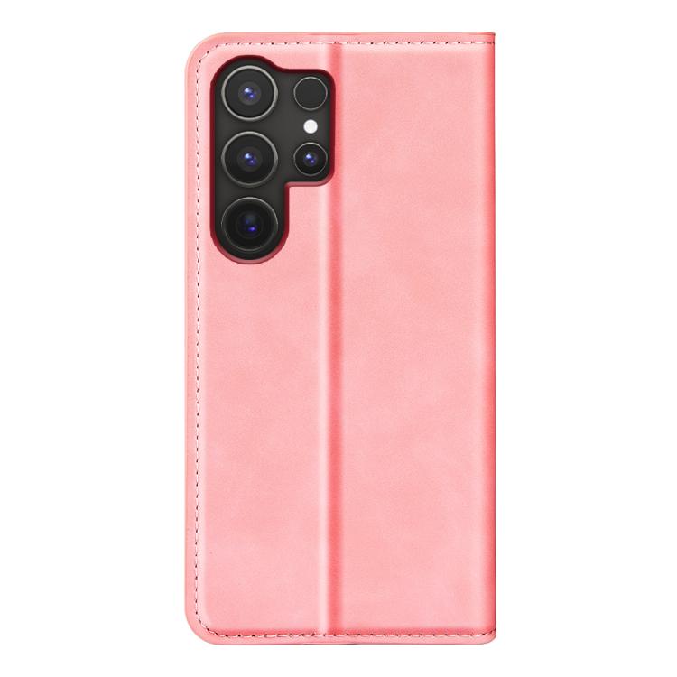 or Samsung Galaxy S25 Ultra 5G Retro-skin Magnetic Suction Leather Phone Case(Pink) - Galaxy S25 Ultra 5G Cases by PMC Jewellery | Online Shopping South Africa | PMC Jewellery | Buy Now Pay Later Mobicred