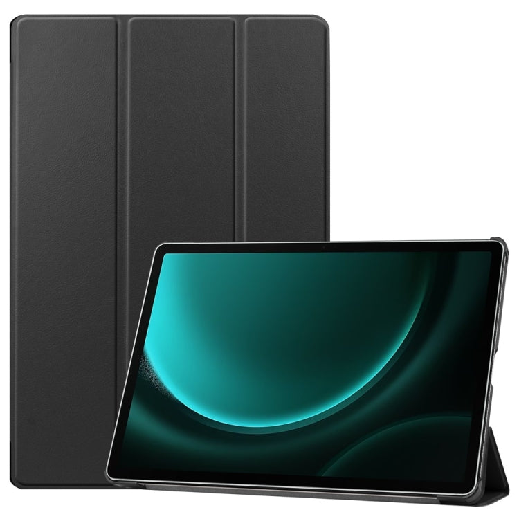 For Samsung Galaxy Tab S9 FE+ 12.4 JUNSUNMAY Custer Solid Color 3-Fold Stand Leather Smart Tablet Case(Black) - Galaxy Tab S9 FE+ by JUNSUNMAY | Online Shopping South Africa | PMC Jewellery | Buy Now Pay Later Mobicred