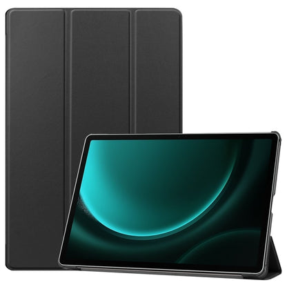 For Samsung Galaxy Tab S9 FE+ 12.4 JUNSUNMAY Custer Solid Color 3-Fold Stand Leather Smart Tablet Case(Black) - Galaxy Tab S9 FE+ by JUNSUNMAY | Online Shopping South Africa | PMC Jewellery | Buy Now Pay Later Mobicred