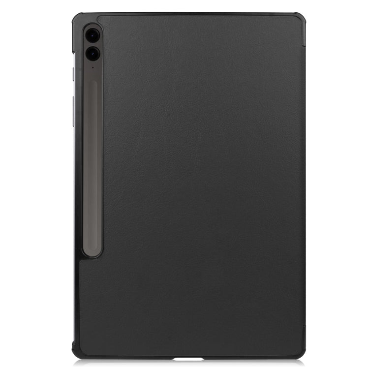 For Samsung Galaxy Tab S9 FE+ 12.4 JUNSUNMAY Custer Solid Color 3-Fold Stand Leather Smart Tablet Case(Black) - Galaxy Tab S9 FE+ by JUNSUNMAY | Online Shopping South Africa | PMC Jewellery | Buy Now Pay Later Mobicred