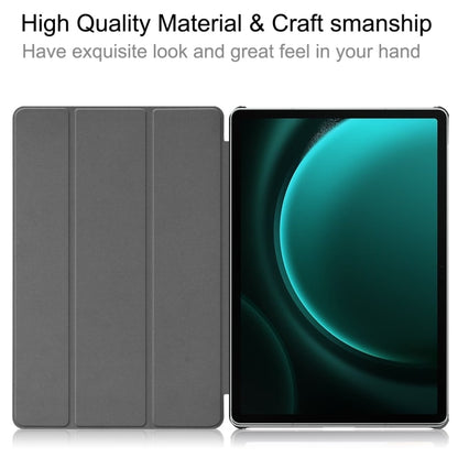 For Samsung Galaxy Tab S9 FE+ 12.4 JUNSUNMAY Custer Solid Color 3-Fold Stand Leather Smart Tablet Case(Black) - Galaxy Tab S9 FE+ by JUNSUNMAY | Online Shopping South Africa | PMC Jewellery | Buy Now Pay Later Mobicred