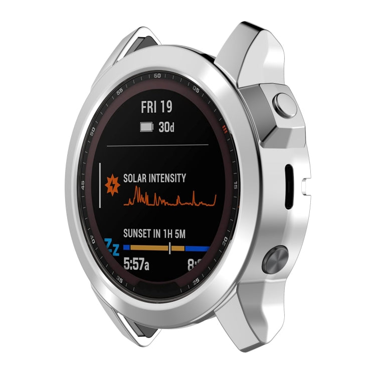 For Garmin Fenix 7X Pro Half Package Electroplated TPU Watch Protective Case(Sliver) - Watch Cases by PMC TechLife | Online Shopping South Africa | PMC TechLife