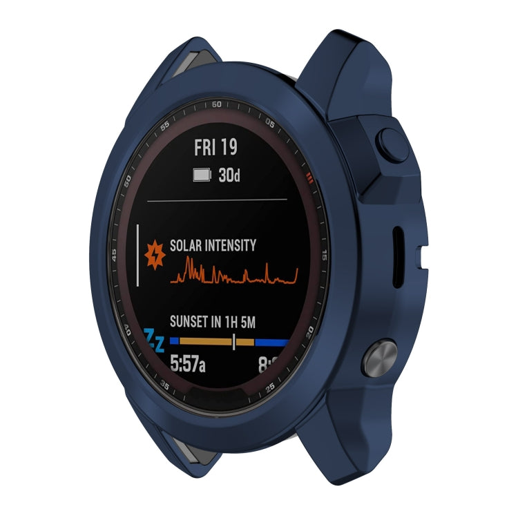 For Garmin Fenix 7 Pro Half Package Electroplated TPU Watch Protective Case(Blue) - Watch Cases by PMC TechLife | Online Shopping South Africa | PMC TechLife