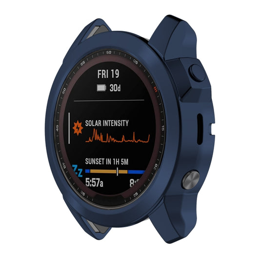 For Garmin Fenix 7 Pro Half Package Electroplated TPU Watch Protective Case(Blue) - Watch Cases by PMC Jewellery | Online Shopping South Africa | PMC Jewellery