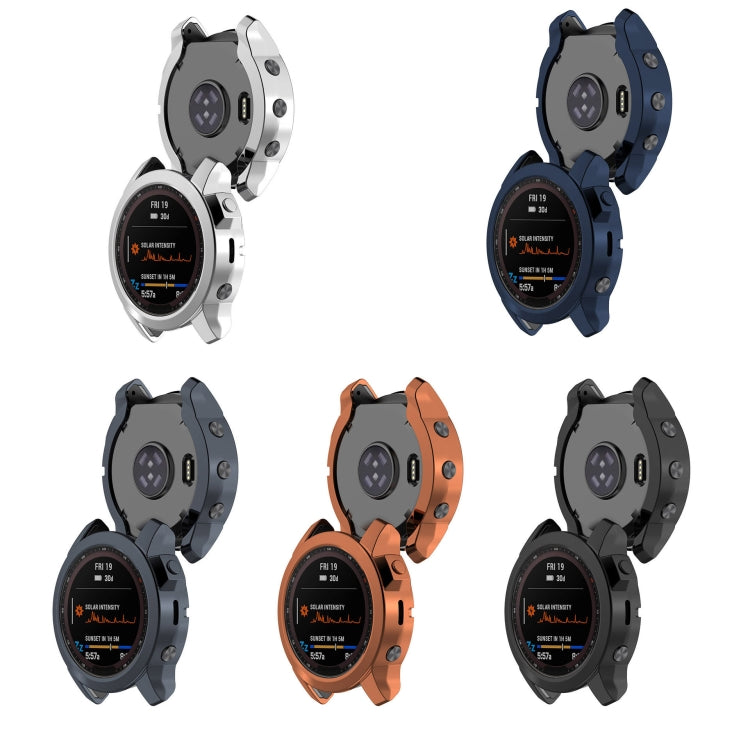 For Garmin Fenix 7 Pro Half Package Electroplated TPU Watch Protective Case(Black) - Watch Cases by PMC Jewellery | Online Shopping South Africa | PMC Jewellery