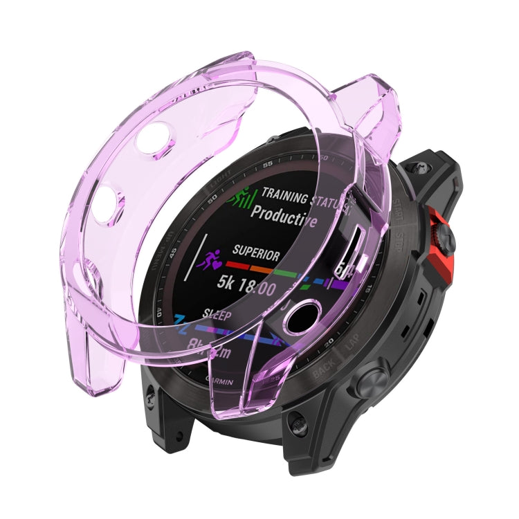 For Garmin Fenix 7X Pro Half-Package TPU Watch Protective Case(Transparent Purple) - Watch Cases by PMC TechLife | Online Shopping South Africa | PMC TechLife | Buy Now Pay Later Mobicred