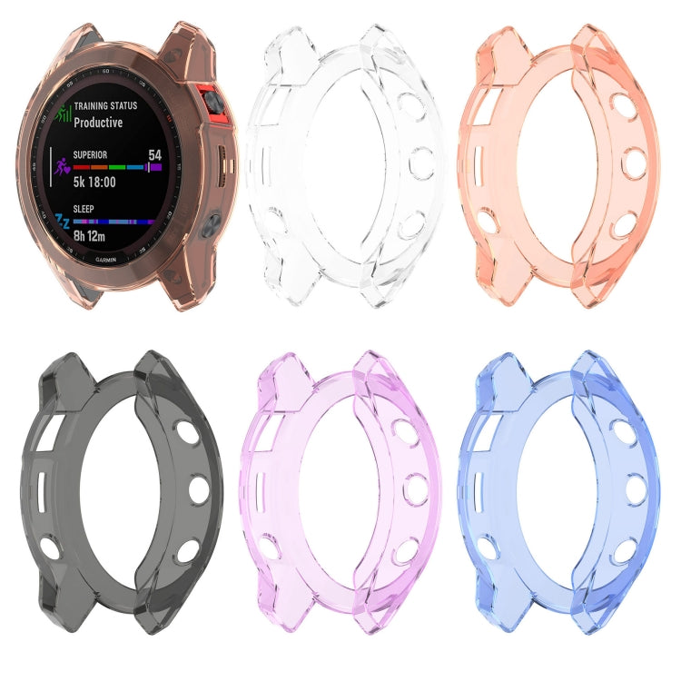 For Garmin Fenix 7X Pro Half-Package TPU Watch Protective Case(Transparent Orange) - Watch Cases by PMC TechLife | Online Shopping South Africa | PMC TechLife | Buy Now Pay Later Mobicred