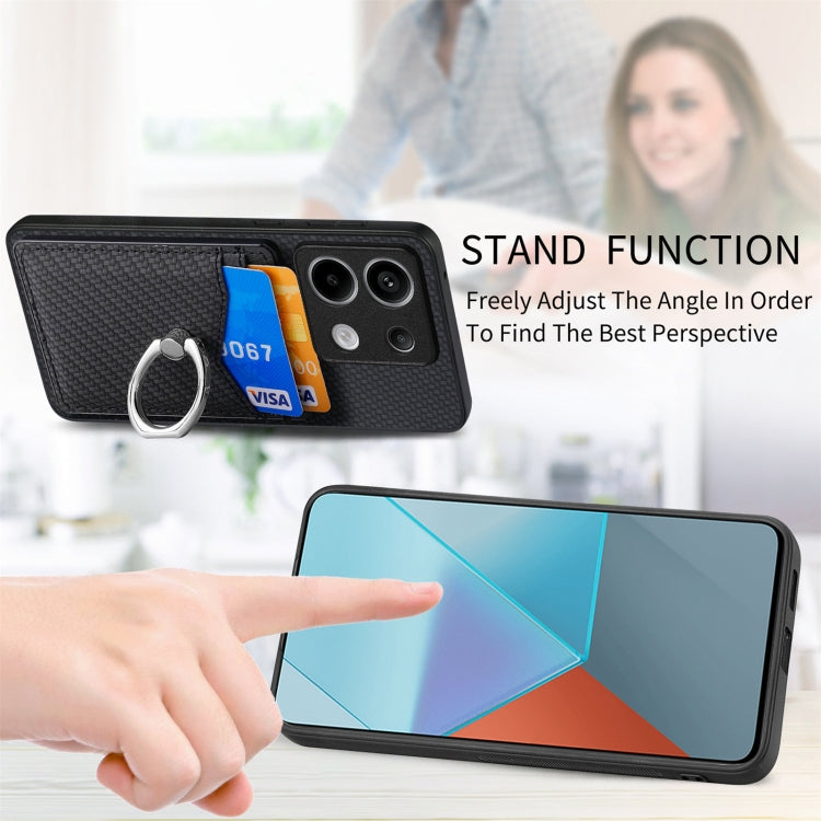 For Xiaomi Redmi Note 13 Pro+ Carbon Fiber Card Wallet Ring Holder Phone Case(Black) - Note 13 Pro+ Cases by PMC TechLife | Online Shopping South Africa | PMC TechLife | Buy Now Pay Later Mobicred