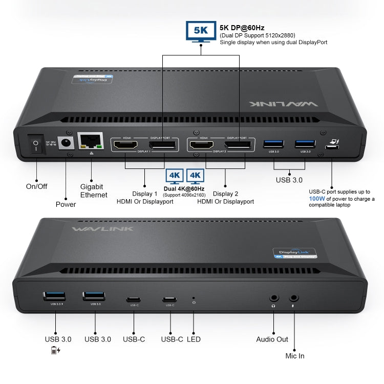 Wavlink UG69PD2 Dual 4K Fast Charging Integrated Docking Station, Plug:AU Plug - free shipping - PMc TechLife - Order now!