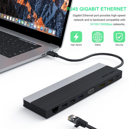 Wavlink UMD03 Triple Display Adapter Type-C Hub 12 in 1 Docking Station - USB HUB by WAVLINK | Online Shopping South Africa | PMC Jewellery | Buy Now Pay Later Mobicred