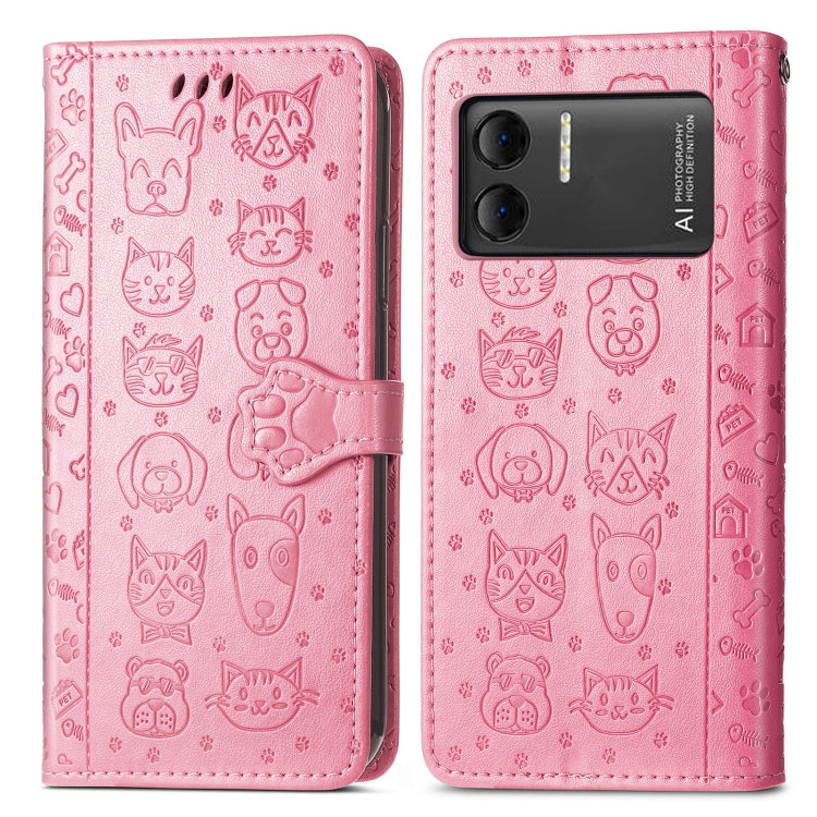 For DOOGEE X98 Pro / X98 Cat and Dog Embossed Leather Phone Case(Pink) - Doogee Cases by PMC Jewellery | Online Shopping South Africa | PMC Jewellery | Buy Now Pay Later Mobicred