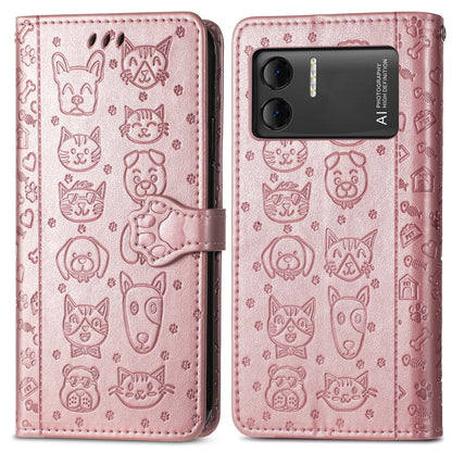 For DOOGEE X98 Pro / X98 Cat and Dog Embossed Leather Phone Case(Rose Gold) - Doogee Cases by PMC Jewellery | Online Shopping South Africa | PMC Jewellery | Buy Now Pay Later Mobicred