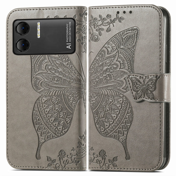 For DOOGEE X98 Pro / X98 Butterfly Love Flower Embossed Leather Phone Case(Grey) - Doogee Cases by PMC TechLife | Online Shopping South Africa | PMC TechLife | Buy Now Pay Later Mobicred