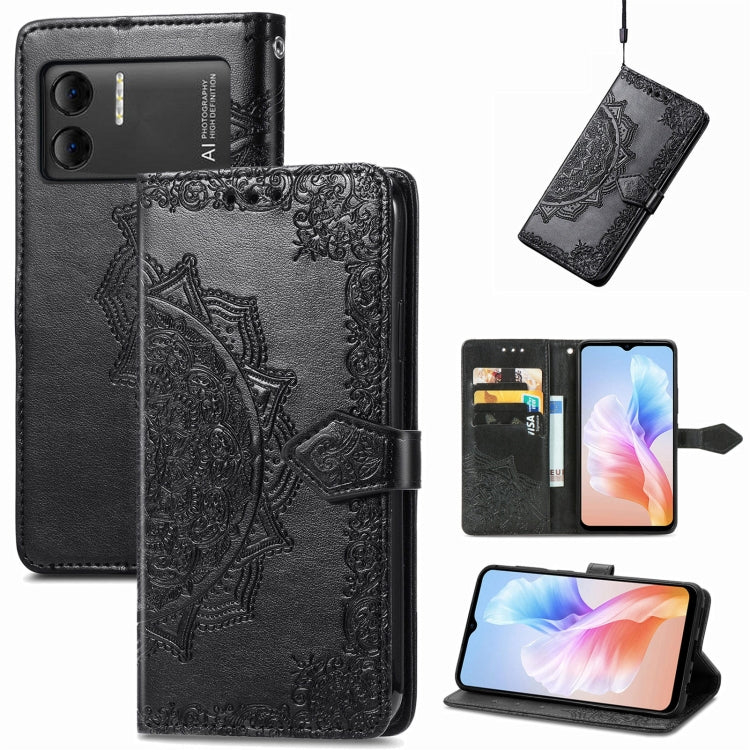 For DOOGEE X98 Pro / X98 Mandala Flower Embossed Leather Phone Case(Black) - Doogee Cases by PMC Jewellery | Online Shopping South Africa | PMC Jewellery | Buy Now Pay Later Mobicred