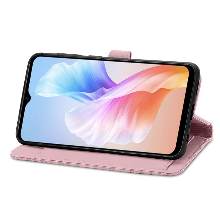 For DOOGEE X98 Pro / X98 Embossed Flower Zipper Leather Phone Case(Pink) - Doogee Cases by PMC TechLife | Online Shopping South Africa | PMC TechLife | Buy Now Pay Later Mobicred