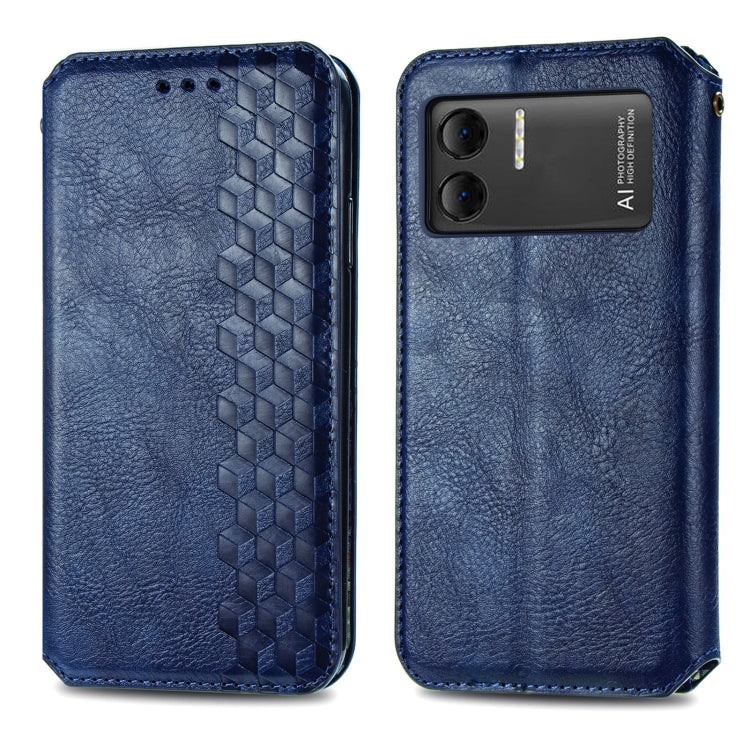 For DOOGEE X98 Pro / X98 Cubic Grid Pressed Magnetic Leather Phone Case(Bule) - Doogee Cases by PMC Jewellery | Online Shopping South Africa | PMC Jewellery | Buy Now Pay Later Mobicred