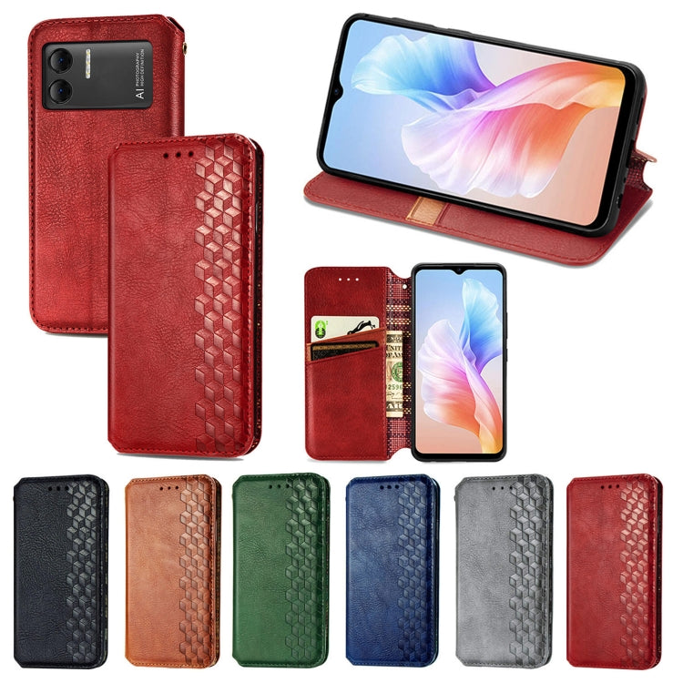 For DOOGEE X98 Pro / X98 Cubic Grid Pressed Magnetic Leather Phone Case(Red) - Doogee Cases by PMC Jewellery | Online Shopping South Africa | PMC Jewellery | Buy Now Pay Later Mobicred