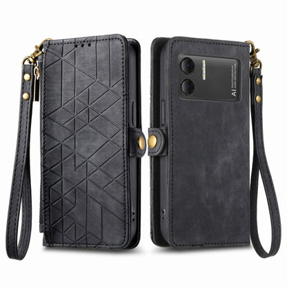 For DOOGEE X98 Pro / X98 Geometric Zipper Wallet Side Buckle Leather Phone Case(Black) - Doogee Cases by PMC Jewellery | Online Shopping South Africa | PMC Jewellery | Buy Now Pay Later Mobicred