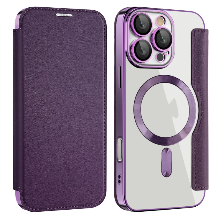 For iPhone 16 Pro Magnetic MagSafe RFID Anti-theft Leather Phone Case(Purple) - iPhone 16 Pro Cases by PMC Jewellery | Online Shopping South Africa | PMC Jewellery | Buy Now Pay Later Mobicred