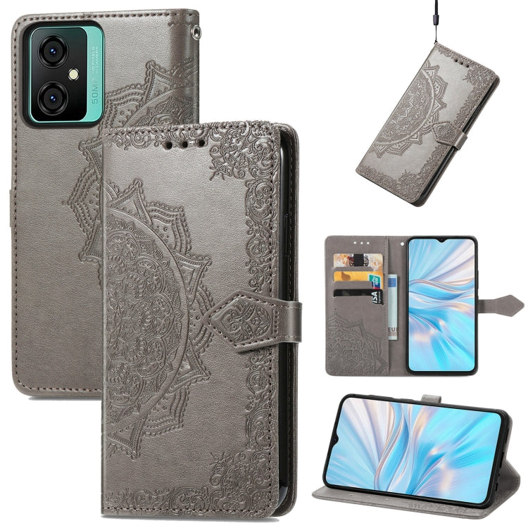 For Blackview C70 Mandala Flower Embossed Leather Phone Case(Gray) - More Brand by PMC Jewellery | Online Shopping South Africa | PMC Jewellery