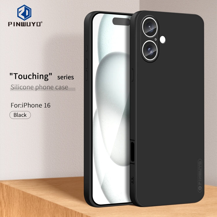 For iPhone 16 PINWUYO Sense Series Liquid Silicone TPU Phone Case(Black) - iPhone 16 Cases by PINWUYO | Online Shopping South Africa | PMC Jewellery | Buy Now Pay Later Mobicred