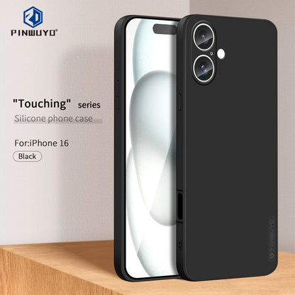 For iPhone 16 PINWUYO Sense Series Liquid Silicone TPU Phone Case(Black) - iPhone 16 Cases by PINWUYO | Online Shopping South Africa | PMC Jewellery | Buy Now Pay Later Mobicred