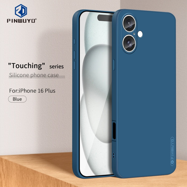 For iPhone 16 Plus PINWUYO Sense Series Liquid Silicone TPU Phone Case(Blue) - iPhone 16 Plus Cases by PINWUYO | Online Shopping South Africa | PMC Jewellery | Buy Now Pay Later Mobicred