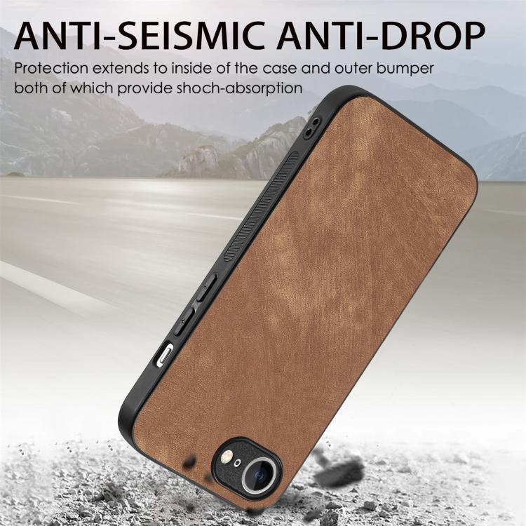 For iPhone 16e Vintage Leather PC Back Cover Phone Case(Brown) - iPhone 16e Cases by PMC TechLife | Online Shopping South Africa | PMC TechLife | Buy Now Pay Later Mobicred